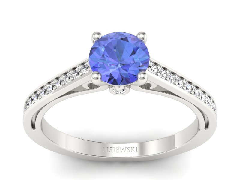 Pierścionek z tanzanitem białe złoto i brylantami - p16699bt - 1