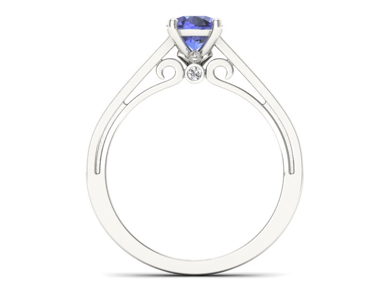 Pierścionek z tanzanitem białe złoto i brylantami - p16699bt - 2
