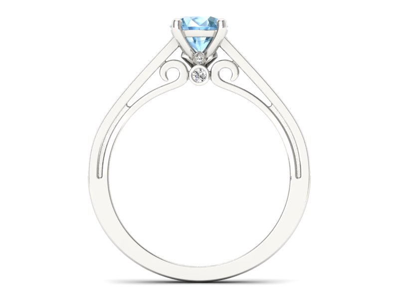 Pierścionek z topazem i brylantami białe złoto - p16699btp - 2