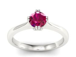 Pierścionek z rubinem i brylantami białe złoto - p16703br