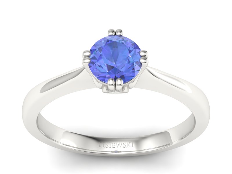 Pierścionek z tanzanitem białe złoto z brylantami - p16703bt - 1
