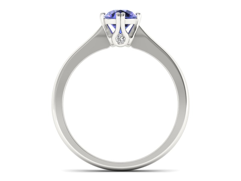 Pierścionek z tanzanitem białe złoto z brylantami - p16703bt - 2