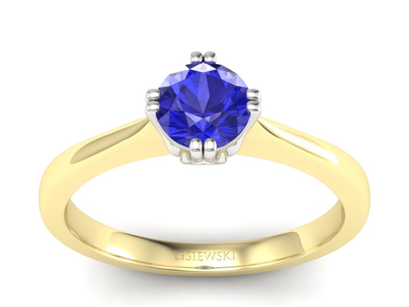 Pierścionek z szafirem z brylantami złoto 585 - p16703zbszc - 1