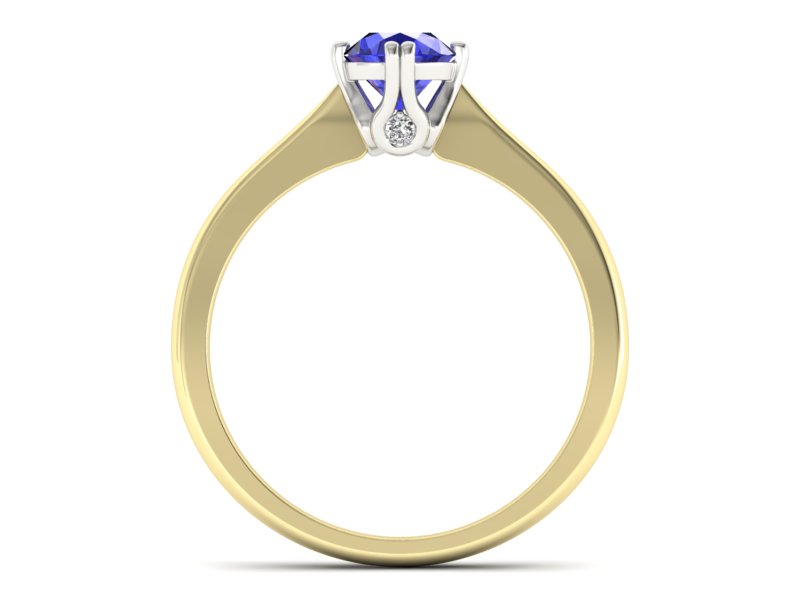 Pierścionek z szafirem z brylantami złoto 585 - p16703zbszc - 2