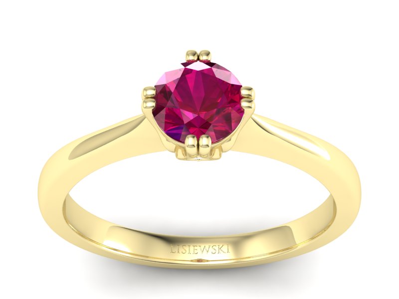 Pierścionek z rubinem i brylantami żółte złoto - p16703zr - 1