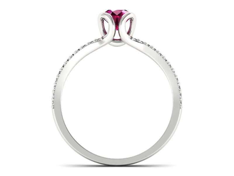 Pierścionek z rubinem i brylantami białe złoto - p16707br - 2