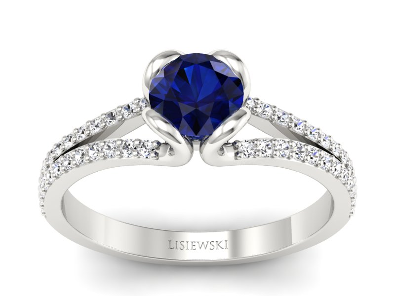 Pierścionek z szafirem i brylantami złoto 585 - p16707bsz - 1