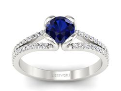 Pierścionek z szafirem i brylantami złoto 585 - p16707bsz