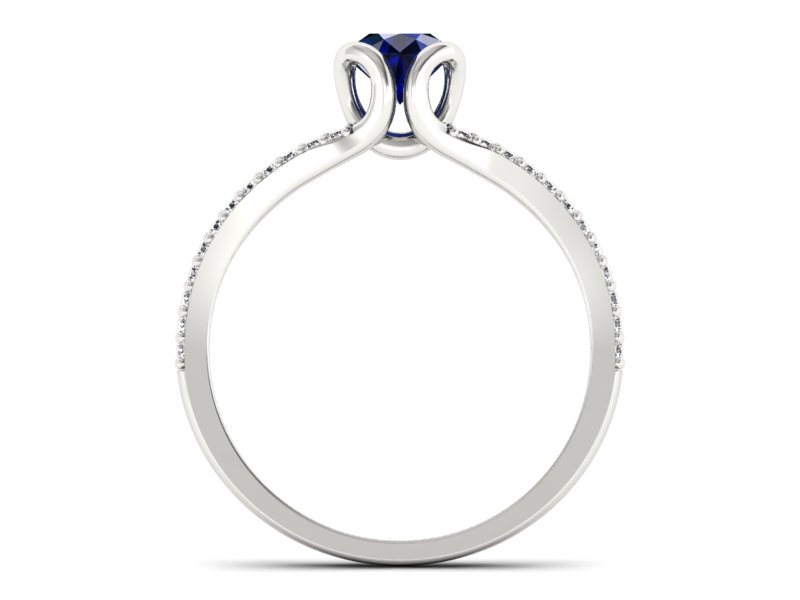 Pierścionek z szafirem i brylantami złoto 585 - p16707bsz - 2