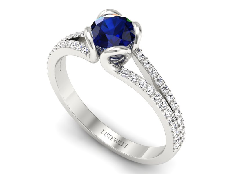 Pierścionek z szafirem i brylantami złoto 585 - p16707bsz - 3