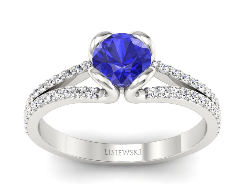 Pierścionek z szafirem i brylantami złoto 585 - p16707bszc - 1