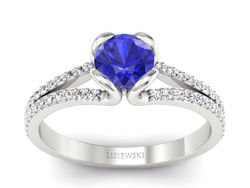 Pierścionek z szafirem i brylantami złoto 585 - p16707bszc