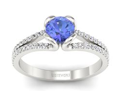 Pierścionek z tanzanitem białe złoto i brylantami - p16707bt
