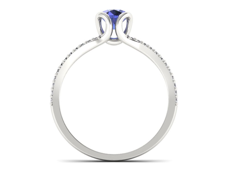 Pierścionek z tanzanitem białe złoto i brylantami - p16707bt - 2