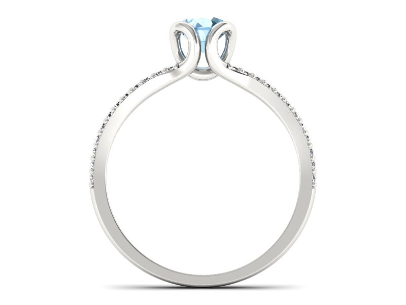 Pierścionek z topazem i brylantami białe złoto - p16707btp - 2