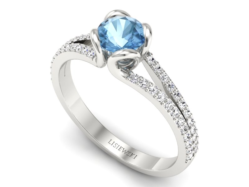Pierścionek z topazem i brylantami białe złoto - p16707btp - 3