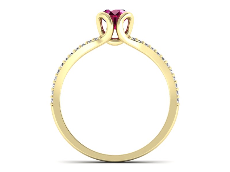 Pierścionek z rubinem i brylantami żółte złoto - p16707zr - 2