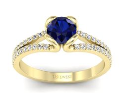 Pierścionek z szafirem i brylantami żółte złoto - p16707zsz