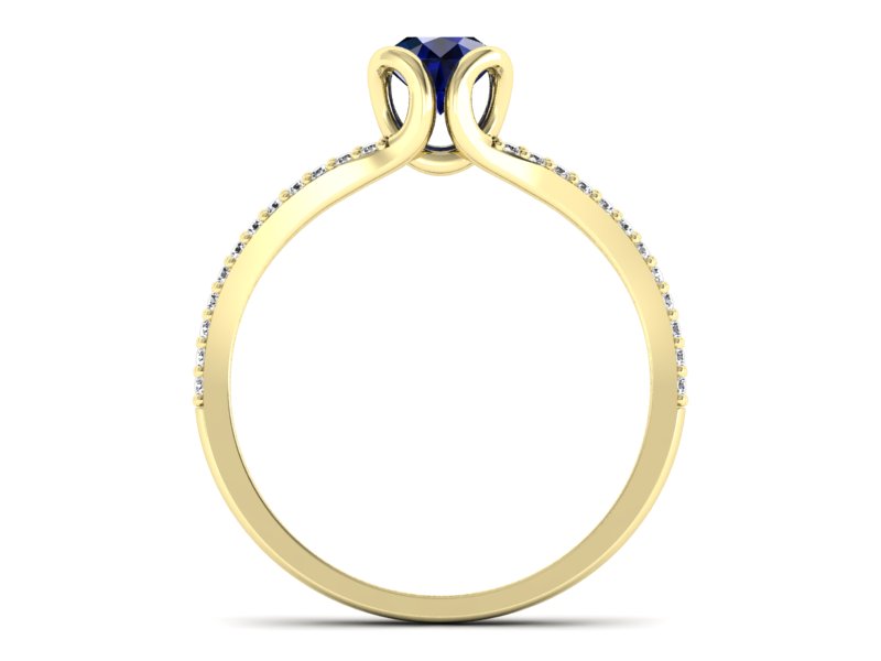 Pierścionek z szafirem i brylantami żółte złoto - p16707zsz - 2