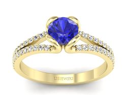 Pierścionek z szafirem i brylantami żółte złoto - p16707zszc