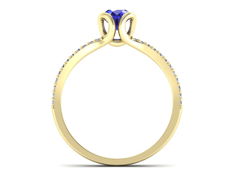Pierścionek z szafirem i brylantami żółte złoto - p16707zszc - 2