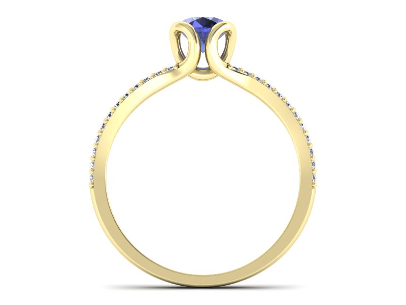 Pierścionek żółte złoto z tanzanitem i brylantami - p16707zt - 2