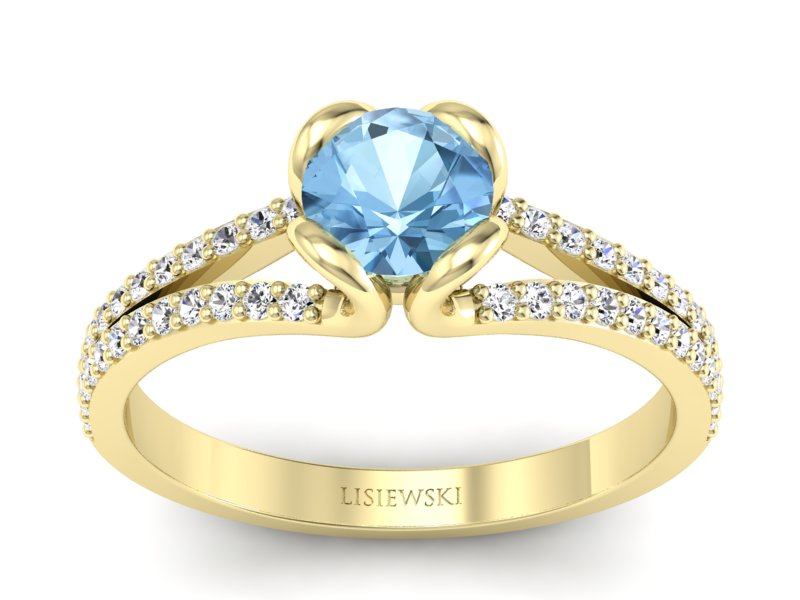 Pierścionek z topazem i brylantami żółte złoto - p16707ztp - 1