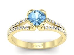 Pierścionek z topazem i brylantami żółte złoto - p16707ztp