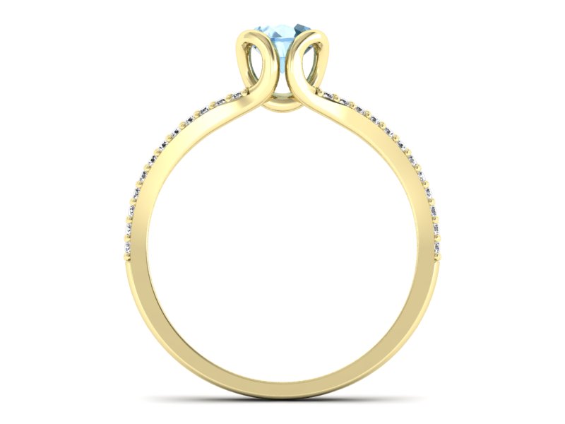 Pierścionek z topazem i brylantami żółte złoto - p16707ztp - 2