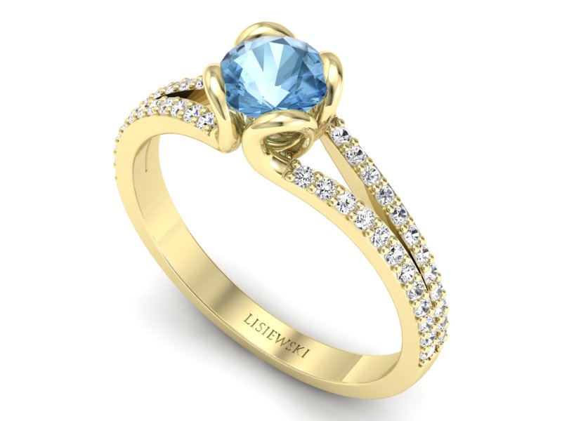 Pierścionek z topazem i brylantami żółte złoto - p16707ztp - 3