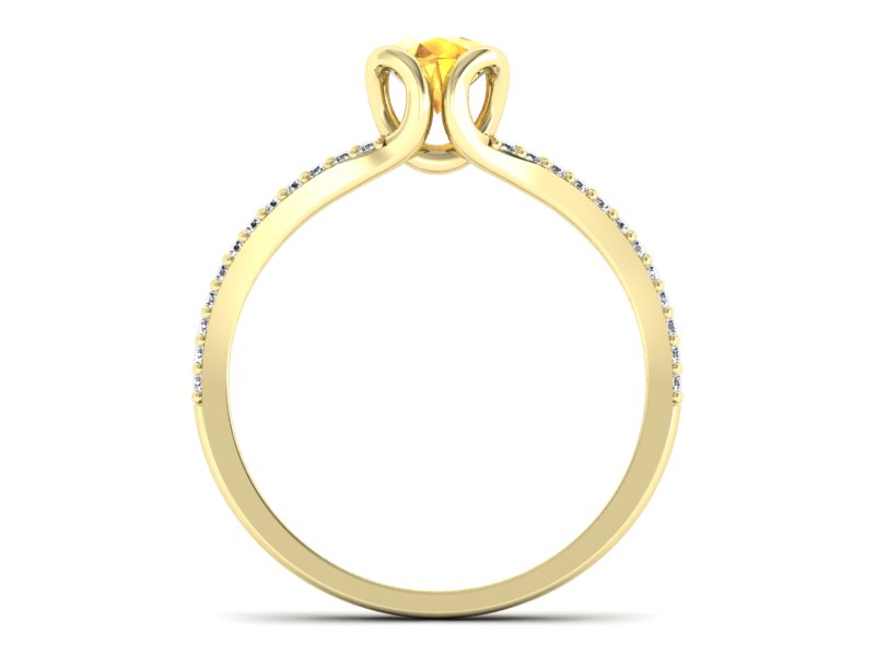 Pierścionek żółte złoto z szafirem i brylantami - p16707zz - 2