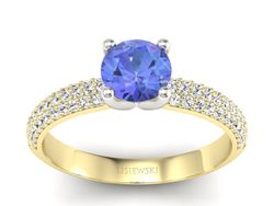 Pierścionek z tanzanitem i diamentem żółte złoto - p16710zbt