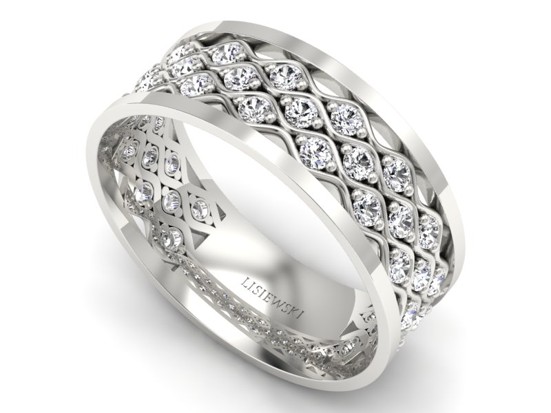 Złote obrączki z diamentami białe złoto - p16712b - 3