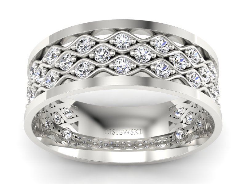 Złote obrączki z diamentami białe złoto - p16712b - 1