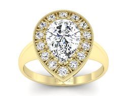 Złoty Pierścionek z diamentami żółte złoto 585 - p16714z