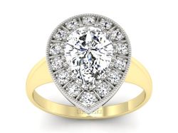 Pierścionek białe i żółte złoto z diamentami - p16714zb