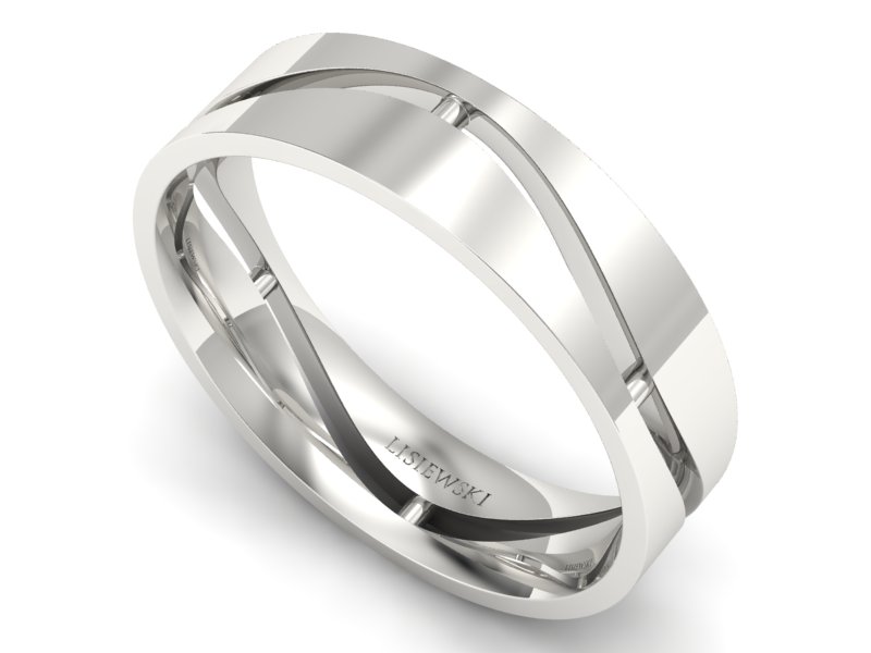 Obrączka białe złoto płaska soczewkowa - p16720b - 3