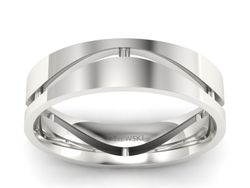 Obrączka białe złoto płaska soczewkowa - p16720b