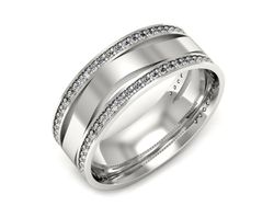 Pierscionek Obrączka z brylantami białe złoto 585 - p16721b