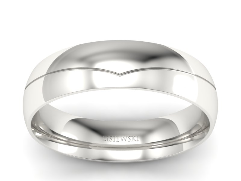 Obrączka białe złoto półokrągła soczewkowa - p16726b - 1