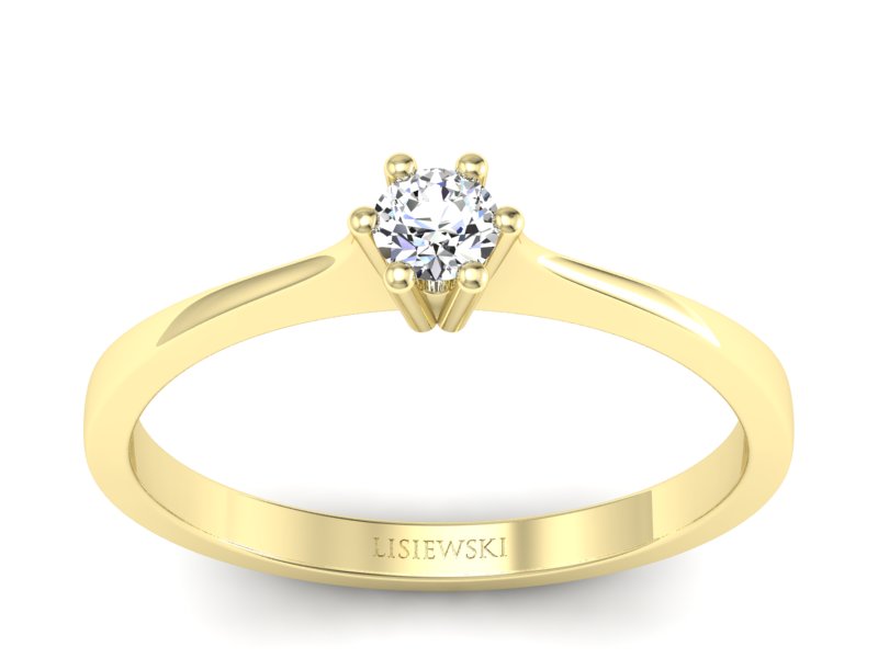 Złoty pierścionek z brylantem żółte złoto - p16733z - 1