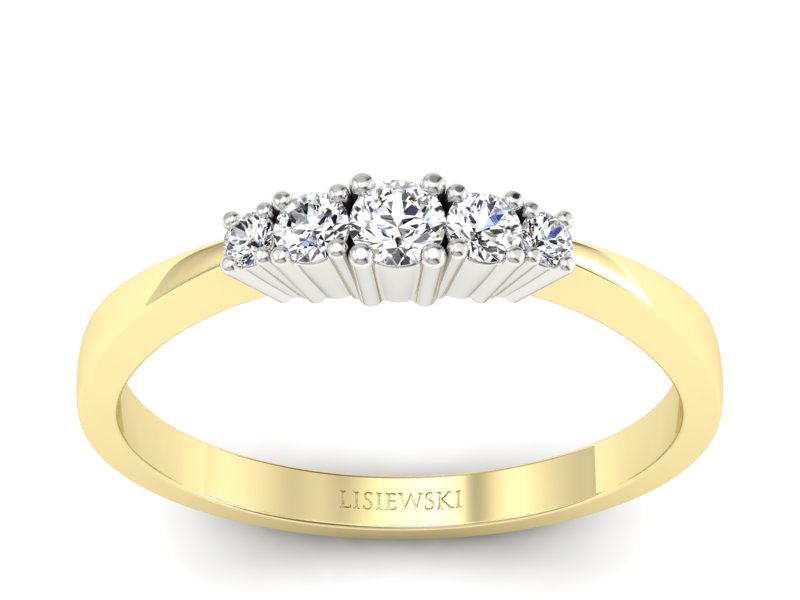 Pierścionek z brylantami żółte białe złoto - p16734zb - 1