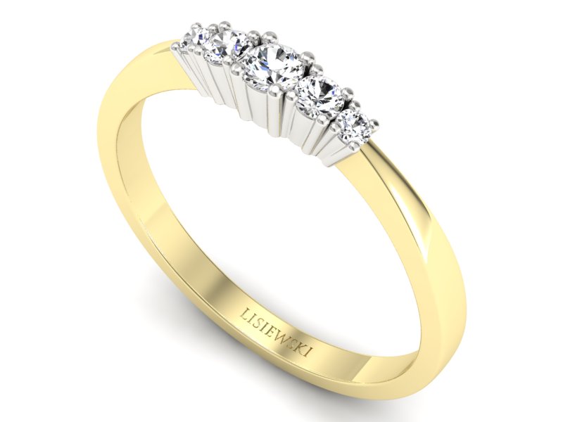 Pierścionek z brylantami żółte białe złoto - p16734zb - 3