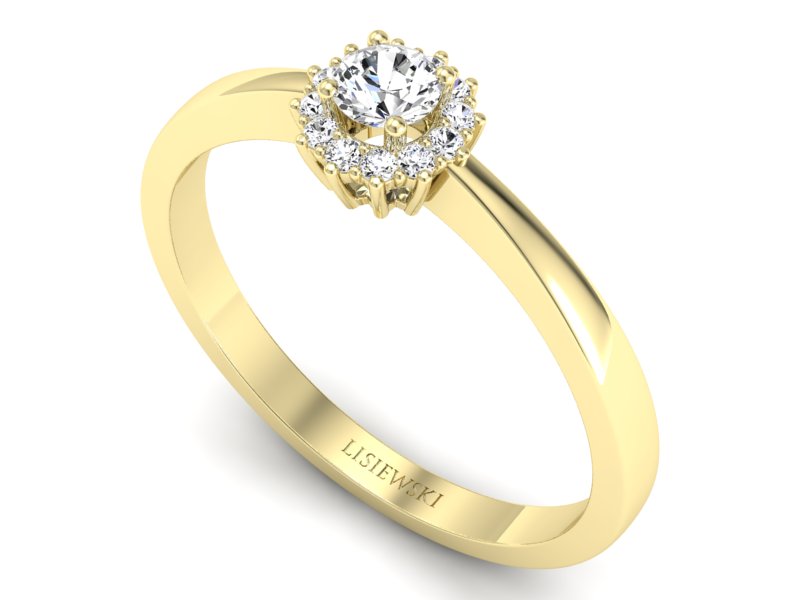 Złoty pierścionek z brylantami żółte złoto - p16735z - 3