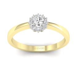 Pierścionek z brylantami żółte białe złoto - p16735zb