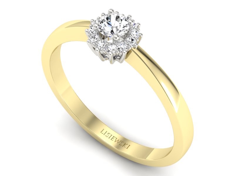 Pierścionek z brylantami żółte białe złoto - p16735zb - 3