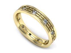 Obrączka z brylantami żółte złoto próba 585 - p16743z
