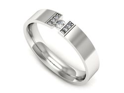 Pierscionek Obrączka z brylantami białe złoto 585 - p16744b