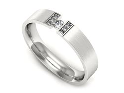 Pierscionek Obrączka z brylantami białe złoto - p16744bmp