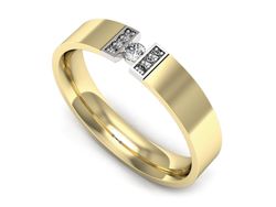 Obrączka z brylantami z żółtego i białego złota - p16744zb